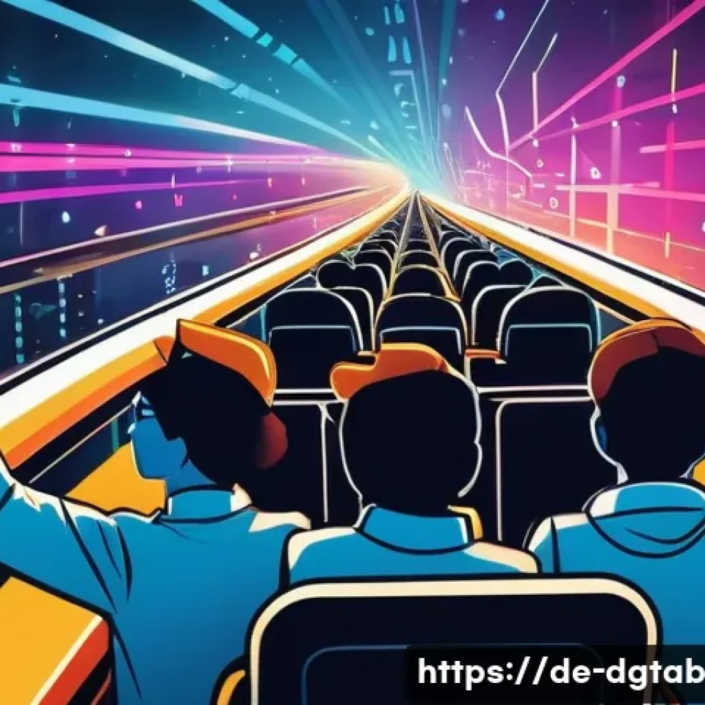 디지털 자산의 가격 변동성과 희소성 - **A dynamic, high-energy illustration depicting a futuristic digital rollercoaster ride.** On the ro...