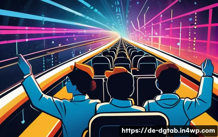 디지털 자산의 가격 변동성과 희소성 - **A dynamic, high-energy illustration depicting a futuristic digital rollercoaster ride.** On the ro...