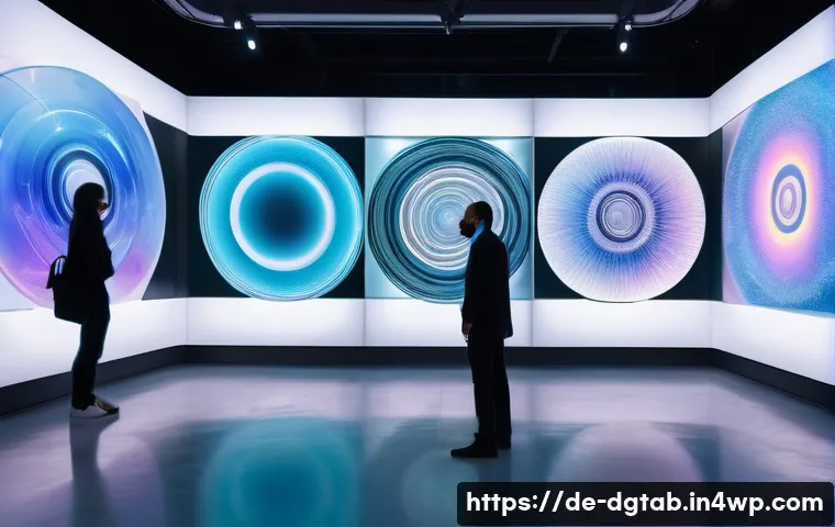 디지털 희소성의 사례와 성공 전략 - A sophisticated, futuristic art gallery with clean architectural lines and ambient, soft lighting. H...