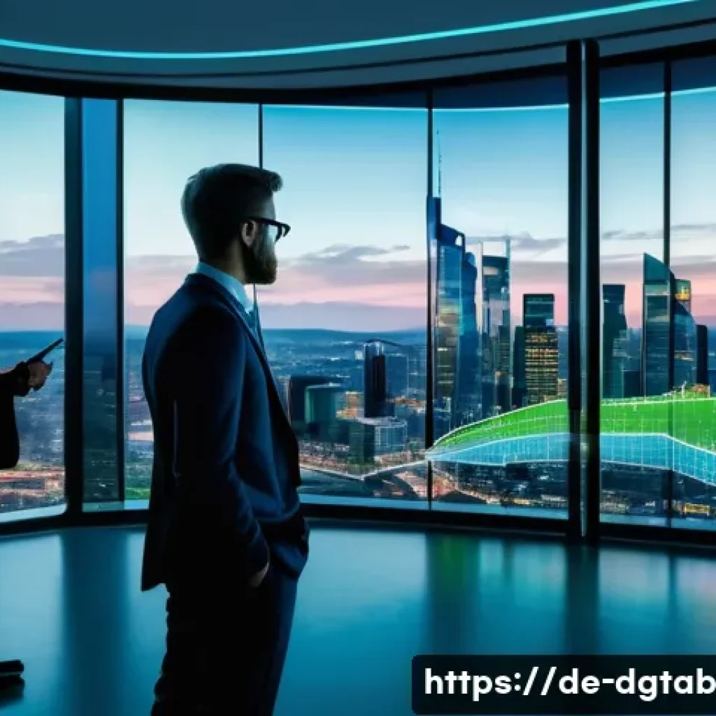 디지털 자산의 가치 잠재력 분석 - A futuristic digital finance scene showing a diverse group of German investors analyzing volatile cr...
