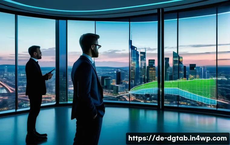 디지털 자산의 가치 잠재력 분석 - A futuristic digital finance scene showing a diverse group of German investors analyzing volatile cr...