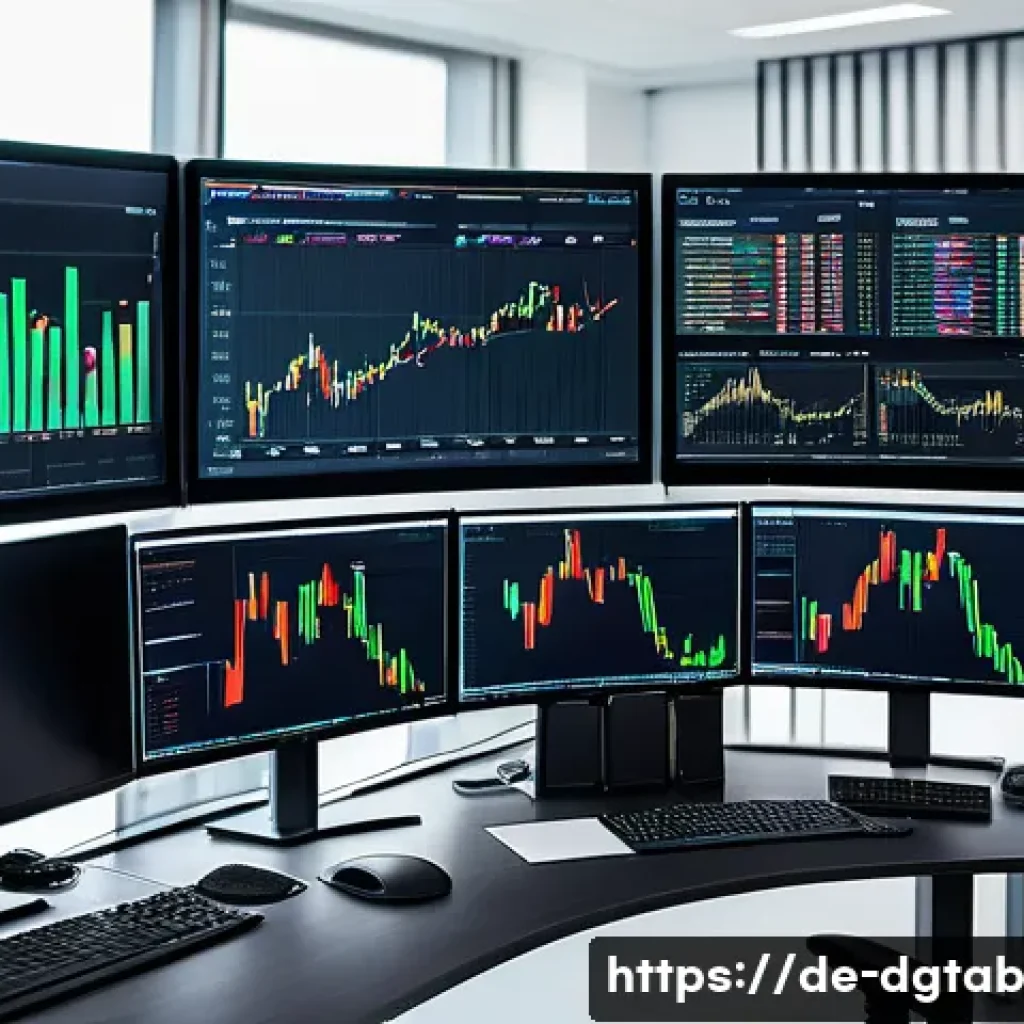 디지털 자산 가치 평가를 위한 도구 - A modern digital finance workspace showing a professional analyst in a sleek office in Frankfurt, Ge...