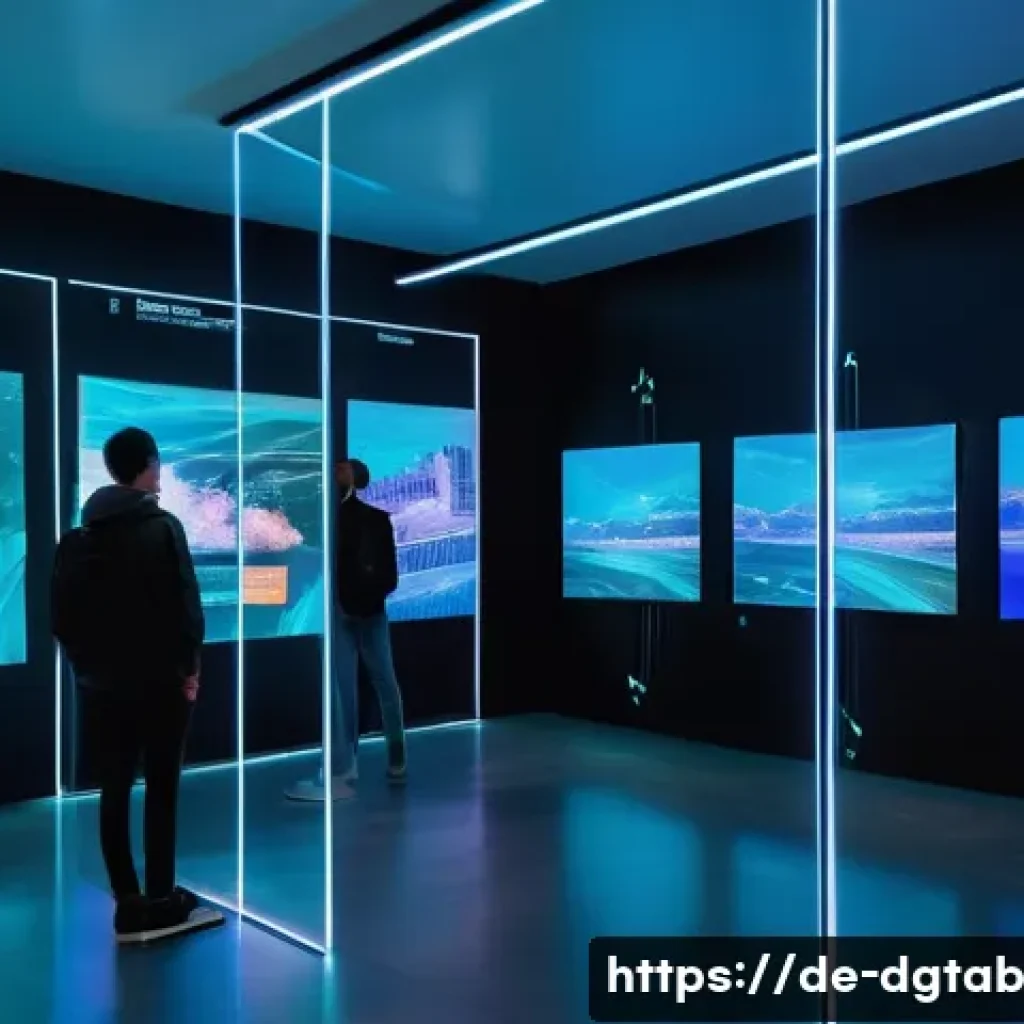 디지털 희소성의 시나리오 분석 - A futuristic digital art gallery showcasing unique NFTs displayed on transparent holographic screens...