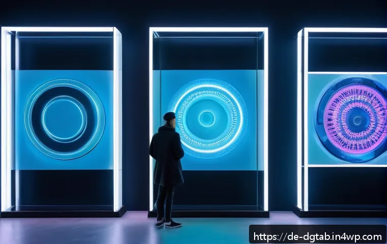 디지털 희소성의 투자 매력도 - A futuristic digital art gallery set in a sleek, modern Berlin building, showcasing limited-edition ...