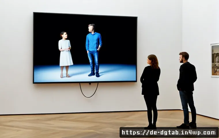 Home 17 디지털 희소성의 문화적 의미 - Photorealistic editorial scene in a contemporary Berlin art gallery, a diverse group of German visit...